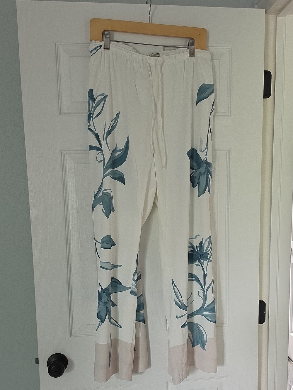 Abercrombie & Fitch White Floral Wide-Leg Drawstring Pants Size XXL